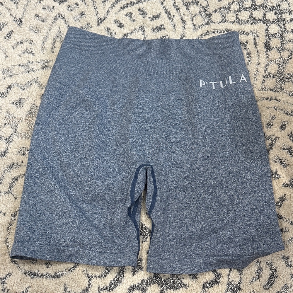 P'tula Heathered Blue Biker Shorts